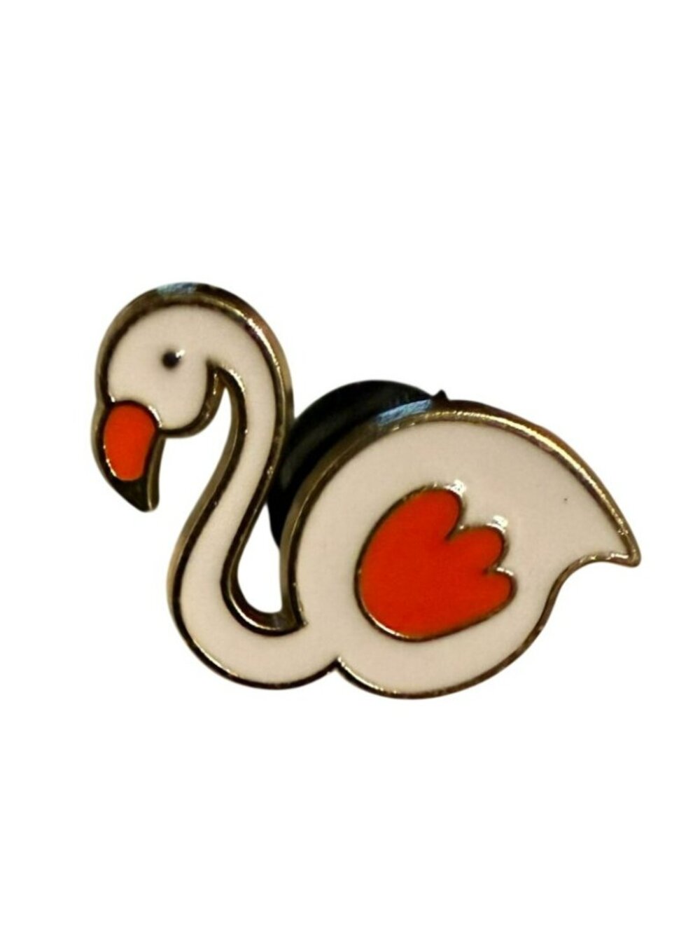 Flamingo Enamel Lapel Pin With Secure Backing - White & Orange